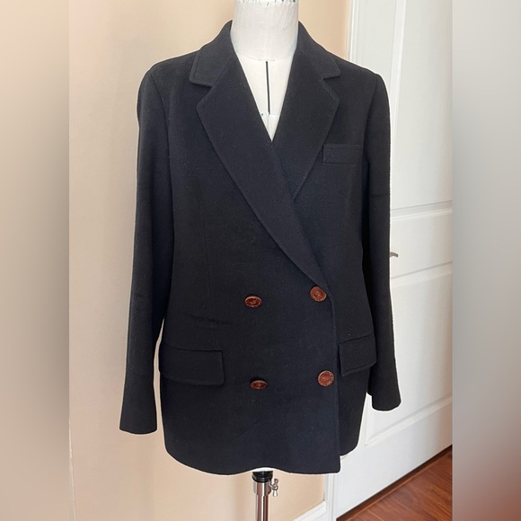 Celine Black Cashmere blazer jacket sz US 8 - Picture 4 of 16